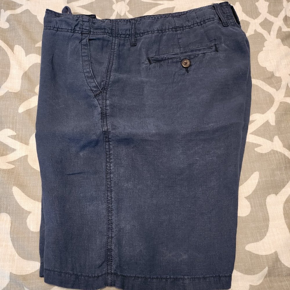Lucky Brand Mens Navy Blue Linen Shorts Size 36